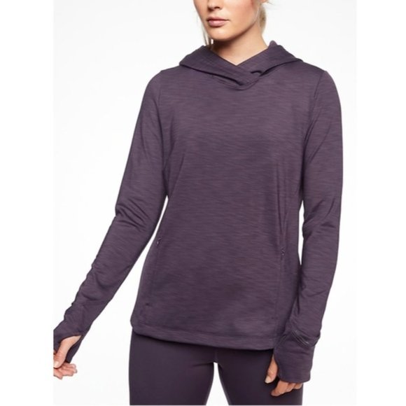 Athleta Tops - ATHLETA Hooded Pullover Split Back Thumb Holes Size XL